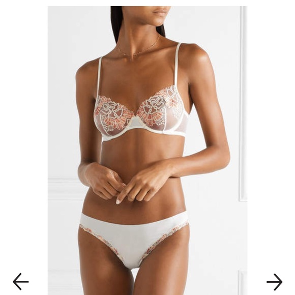 🐚 NWT La Perla Love Stone Embroidered Stretch-Tulle Underwire Lingerie Set 🐚 - Picture 9 of 11